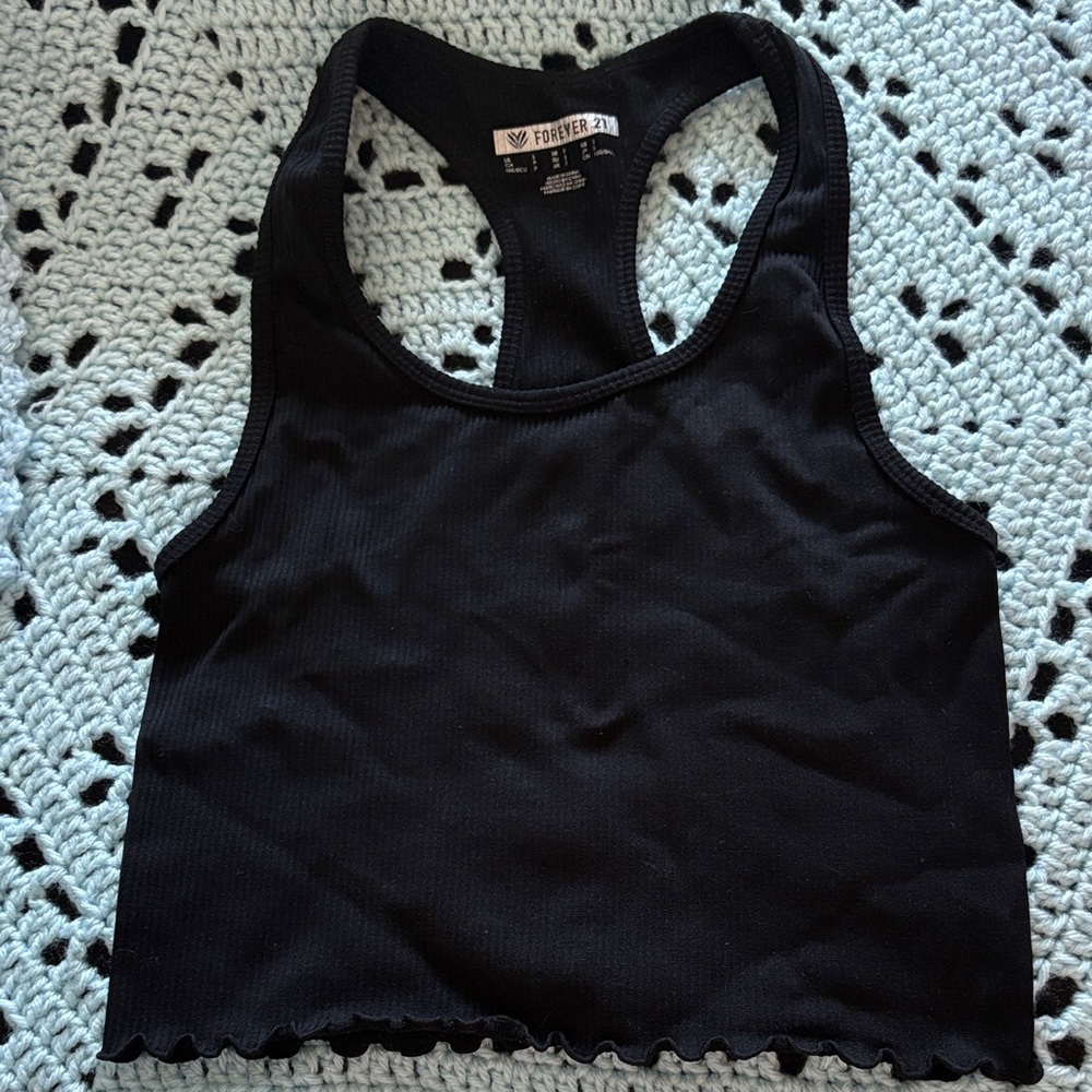 Forever 21 Black Racerback Crop Top
